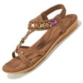 thumbnail image 5 of Ablanczoom Sandals Womens：Beaded Comfortable Elastic Band Women Flat Sandals, 5 of 6