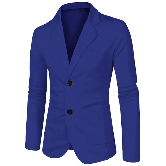 Lars Amadeus Men's Blazers Notched Lapel Long Sleeve Knit Blazer with Pockets Royal Blue 44