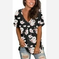 thumbnail image 3 of Cyber&Monday Deals Womens Tops Summer 2022,Summer Floral Tops for Women Classic V Neck Tshirts Short Sleeve Cute Tops Casual Loose Tunics Blouse, 3 of 6