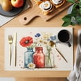 thumbnail image 2 of Vintage Flower Placemats Set of 4 Red Blue Bottle Floral Country Plant Place Mats Indoor Wipeable Table Mats Washable Cloth Dining Table Placemats for Kitchen Holiday Party Home Decor 13x19 Inch, 2 of 9