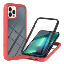 Dteck Case for iPhone 14 Pro Max 6.7 inch (2022 Release), Dual Layer Rugged Clear Bumper Case with Built-in Screen Protector,Red