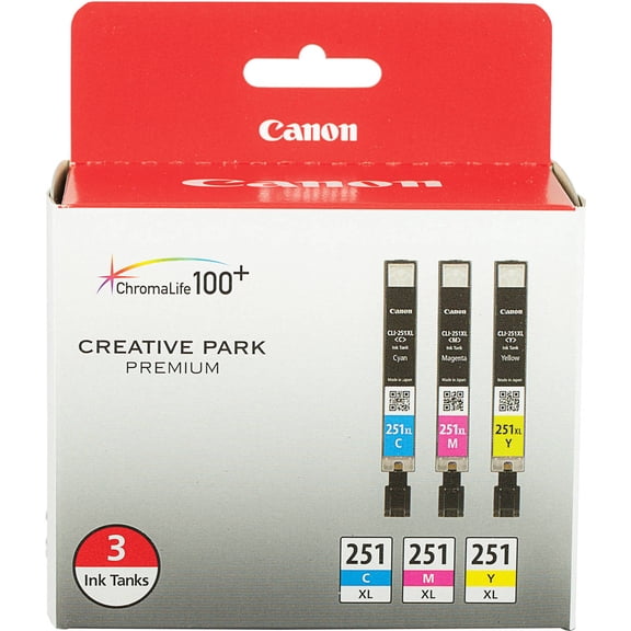 Canon 6449B009 (CLI-251XL) ChromaLife100 High-Yield Ink, Cyan/Magenta/Yellow, 3/PK