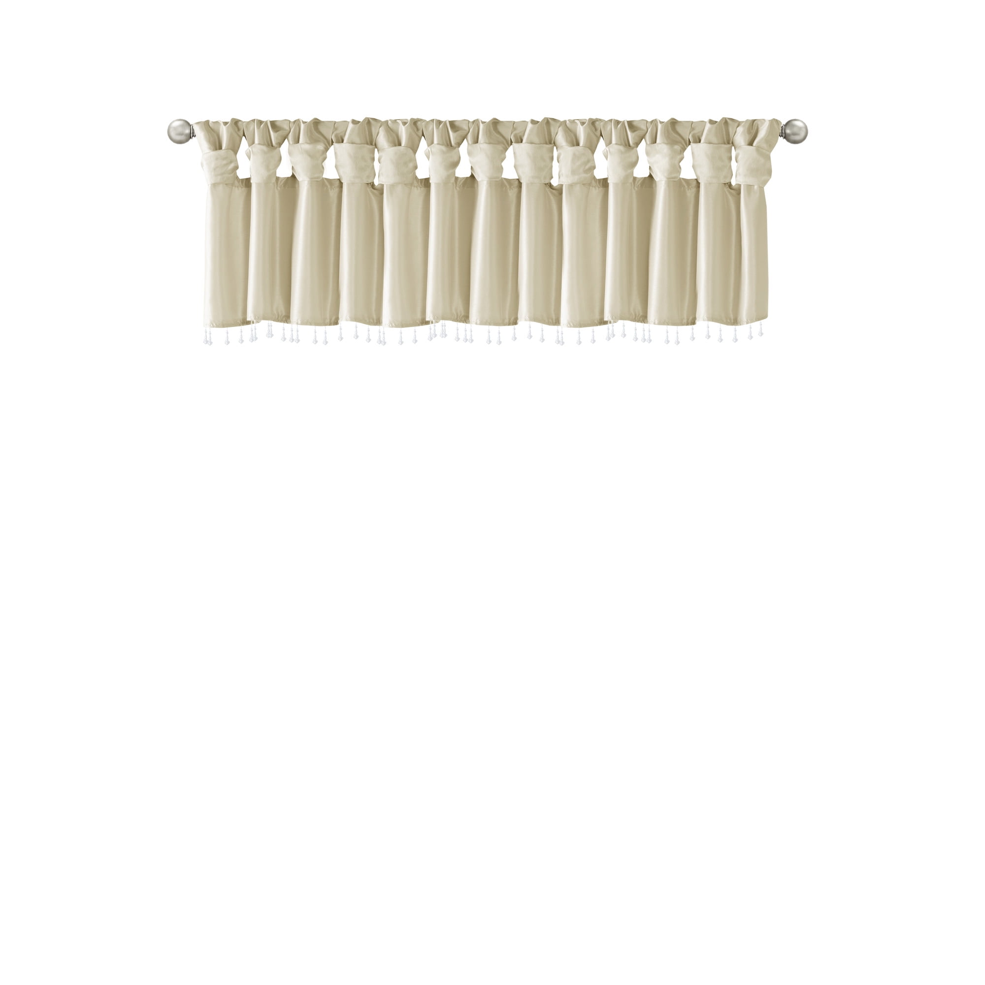 MAYEERTY 50x26" Lightweight Faux Silk Valance With Beads Champagne