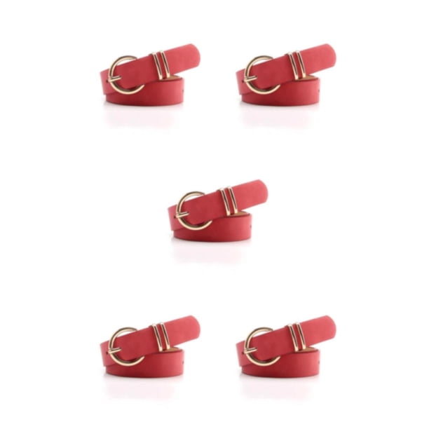 Qarigey All Trend Match Womens Buckle Belt - Trajes de trabajo o fiesta Hebilla redonda Pantalón Moda Mujer Rojo Type2 NO2