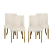 GDF Studio Gladwin Contemporary Fabric Dining Chairs, Set of 4, Beige and Natural