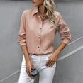 thumbnail image 5 of vigerkar Women's Button Down Regular Lapel Shirt Long-Sleeved Lapel Business Casual Blouse Top Light Pink, L, 5 of 6
