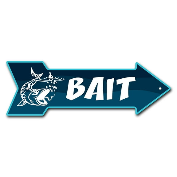 Bait Arrow Sign | Indoor/Outdoor | Direction Arrow Sign Funny Home Décor for Garages, Living Rooms, Bedroom, Offices | SignMission personalized gift | 30" Wide
