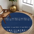 thumbnail image 2 of Round Rugs 5Ft, Rustic Botanical Round Area Rug Washable Indoor Throw Carpet, Japanese Herb on Navy Blue Simple Art Soft Non Slip Circle Rug for Cabinet Bathroom Home Decor Aesthetic, 2 of 8