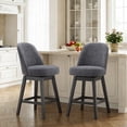 thumbnail image 3 of AFO 26" Upholstered Swivel Counter Height Bar Stools Set of 4, Modern Fabric Bar Chairs with Solid Wood Frame, Suitable for 35"-39" Table, For Kitchen Island Dining Room Pub Restaurant, Dark Gray, 3 of 12
