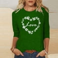 thumbnail image 2 of Camisetas Casuales de Mujer 3/4 Mangas Blusa de Cuello Redondo con Impresión Del Día de Patrick para la Moda Y el Uso Diario, 2 of 7