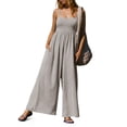 thumbnail image 5 of Spaghetti Strap Summer Women Sleeveless Solid High Waist Wide Leg Jumpsuit, 5 of 6