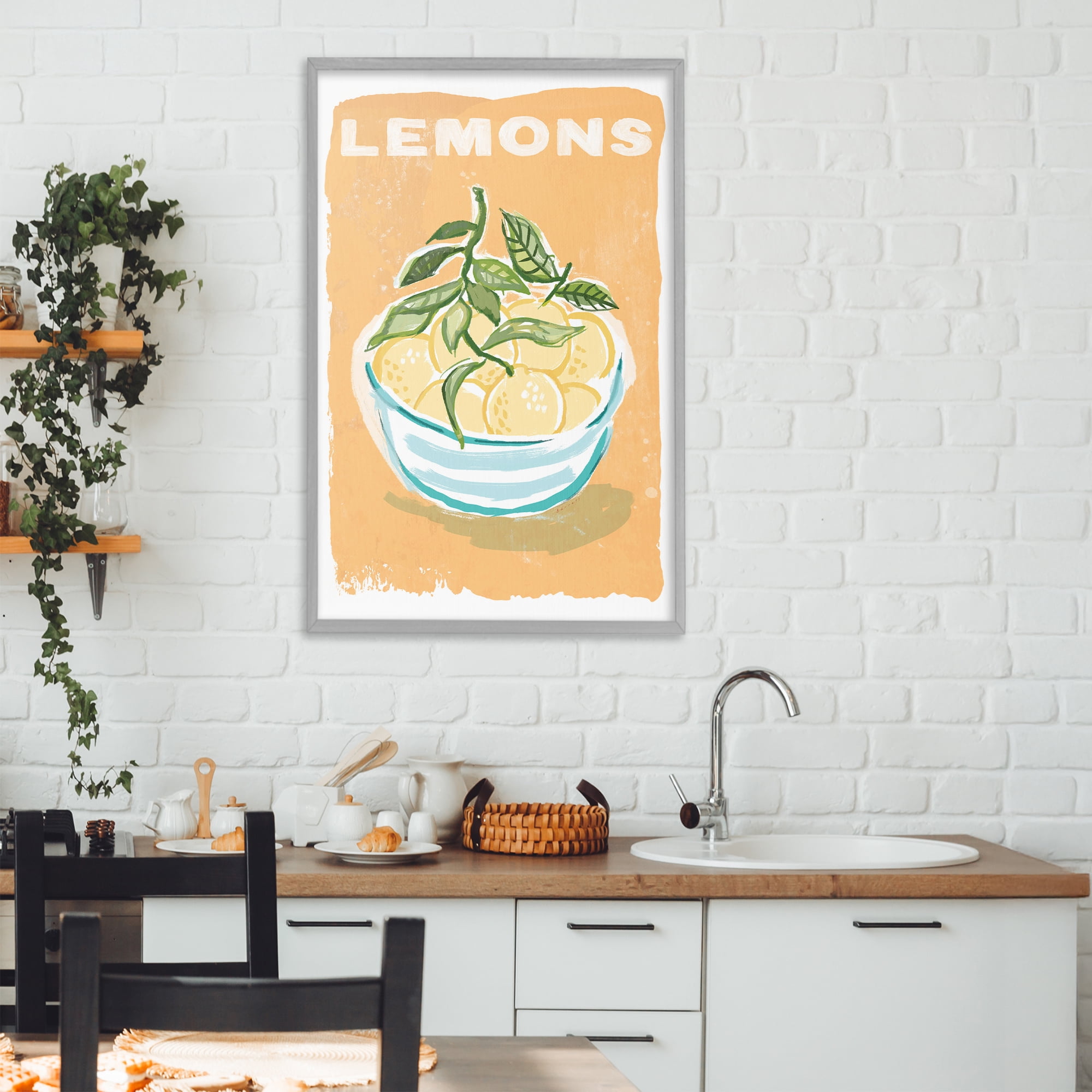 Stupell Industries Lemon Twist Motif Gray Framed Giclee Art, design by Chad Barrett