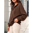 thumbnail image 5 of Women'S Hoodies Fall Fashion Outfits Workout Sweatshirts Y2k Winter Zip Up Jackets Oversized Tops Dark Brown M, 5 of 7