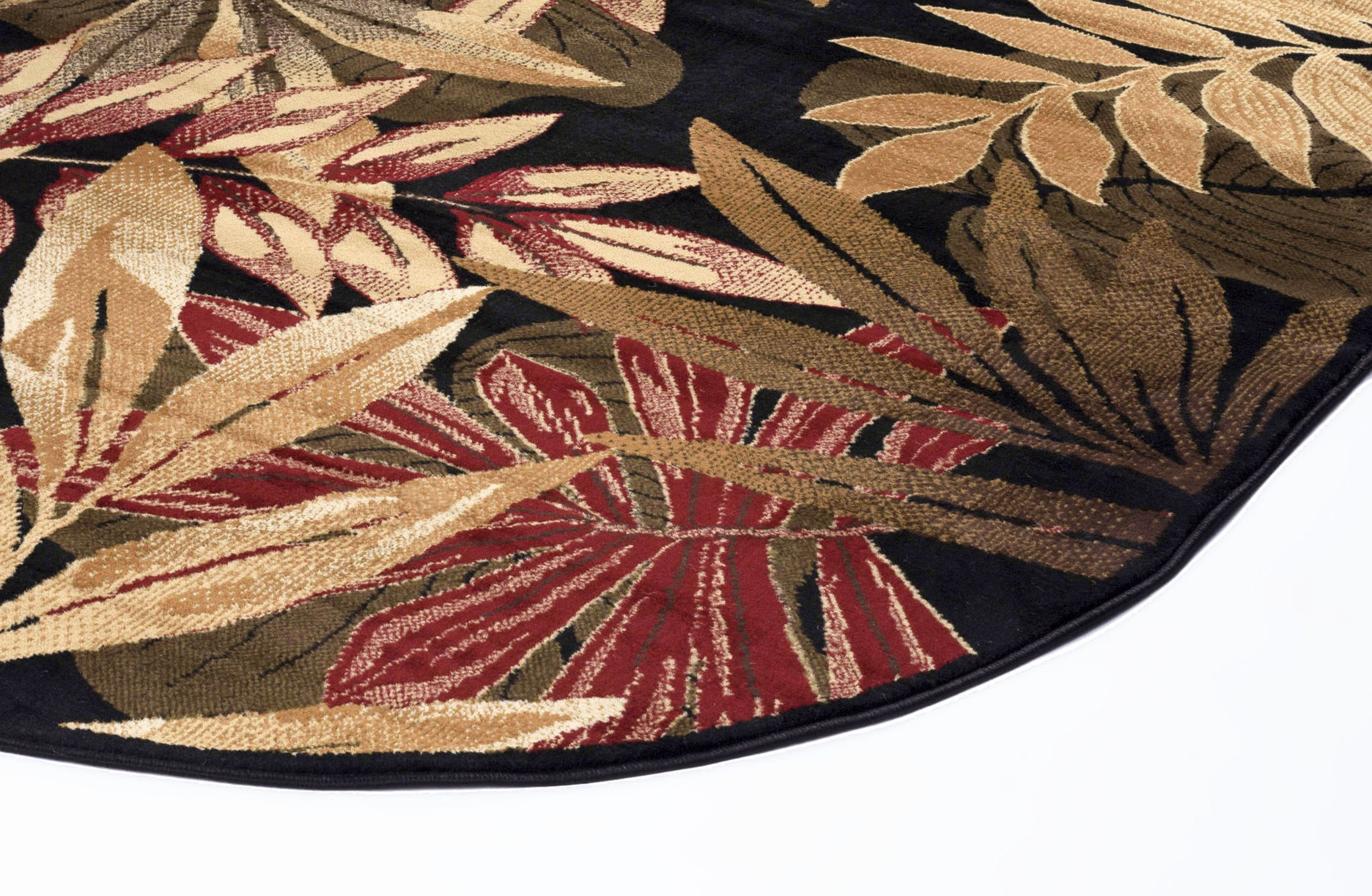 Transitional Area Rug (5'3'' x 7'3'' Oval) Botanical Black, Avocado Living Room Easy to Clean