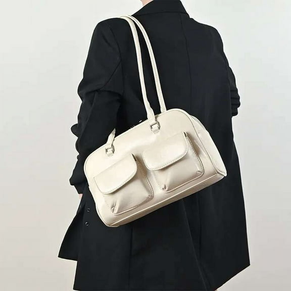 Casual Women's Crossbody Bag - Spacious Two-Pocket Design in Waxed Leather