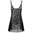 thumbnail image 4 of HaoXianJian Women's underwear Lace Mesh Babydolls Strap Nightgown Open Front Sleepwear Spaghetti V Neck Chemise Side Slit Nightie, 4 of 8
