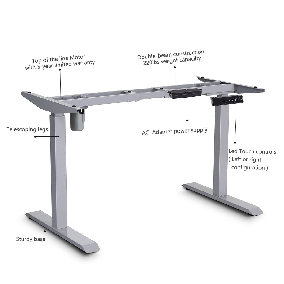 Gymax Electric Height Adjustable Standing Desk Frame Single Motor