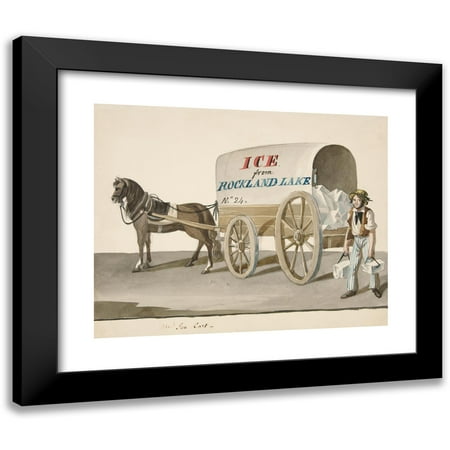 Nicolino Calyo 14x12 Black Modern Framed Museum Art Print Titled - The Ice Cart (ca. 1840)