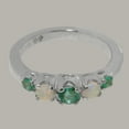 thumbnail image 5 of LBG British Made 14k White Gold Natural Emerald & Opal Womens Engagement Ring - 33 size options - Size 7, 5 of 6
