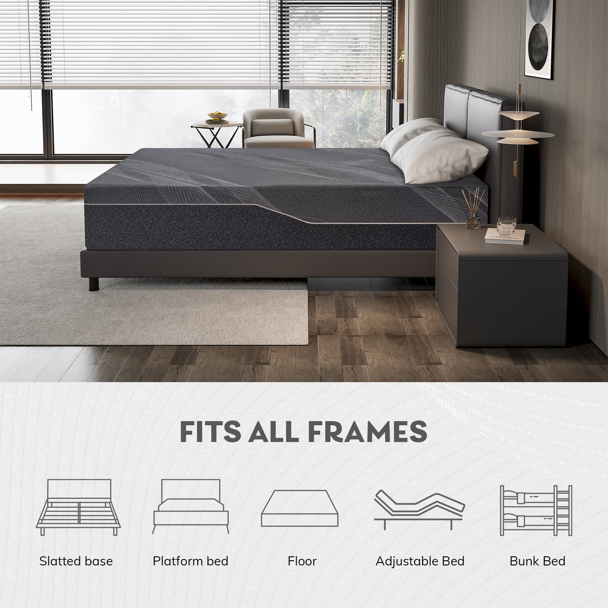 TechForma 14" King Gel Memory Foam Mattress in a Box, Bed in a Box, Medium Firm Cooling Gel Infused for Pressure Relief & Back Pain, CertiPUR-US Certified