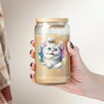 thumbnail image 4 of Funny Watercolor Adorable American Shorthair Peeking Through Torn Paper Effect 16oz Glass Cup Mug Cat Lover Kitten Owner Gifts Glass Can with Bamboo Lid and Straw - 00026, 4 of 5