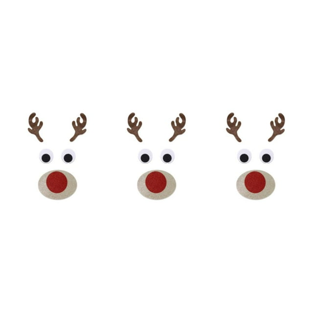 relayinert Easy To Apply Remove Christmas Door Stickers With Wide Application Cute Elk head 3Set
