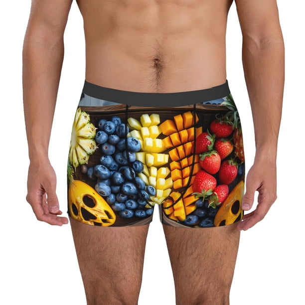 Fotbe Halloween Fruit Platter Calzoncillos Tipo Boxer con Bolsa de Soporte Total para Hombre, X-Temp Fresco, Transpirable y de Secado Rápido-Large