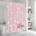 thumbnail image 6 of Valentines Day Shower Curtain, Waterproof Shower Curtains for Bathroom, Pink White Love Hearts Romantic Washable Fabric Bathtub Curtain Set Bath Decor with 12 Hooks Long 72"x84", 6 of 8