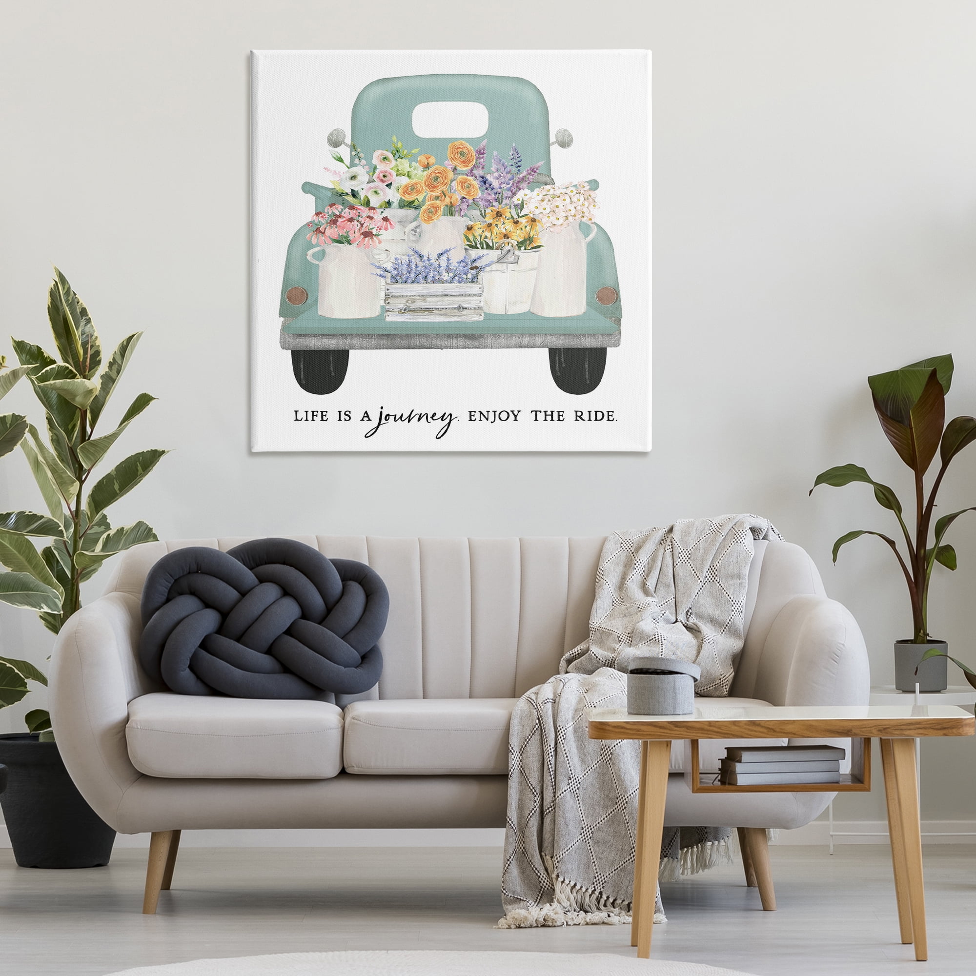 Enjoy Ride Floral Truck Canvas Wall Art, design by Lettered and Lined