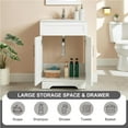 thumbnail image 4 of Bathroom Vanity with Ceramic Sink, Quickly Assemble 24" Free Standing Bathroom Sink Cabinet with Wooden Frame, White, 4 of 9