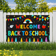 thumbnail image 4 of Colorful Back to School Welcome Banner with Rainbow Clouds Apple Clock Decorations Backdrop for Classroom Decor School Party Supplies Photography Props Kids Events, 4 of 8