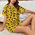 thumbnail image 4 of Balery Dinosaur Conjunto de Pijama para Mujer con Estampado, Dos Piezas de Manga Corta y Shorts, Ropa de Dormir Suave con Cuello Redondo y Bolsillos-4X-Large, 4 of 6
