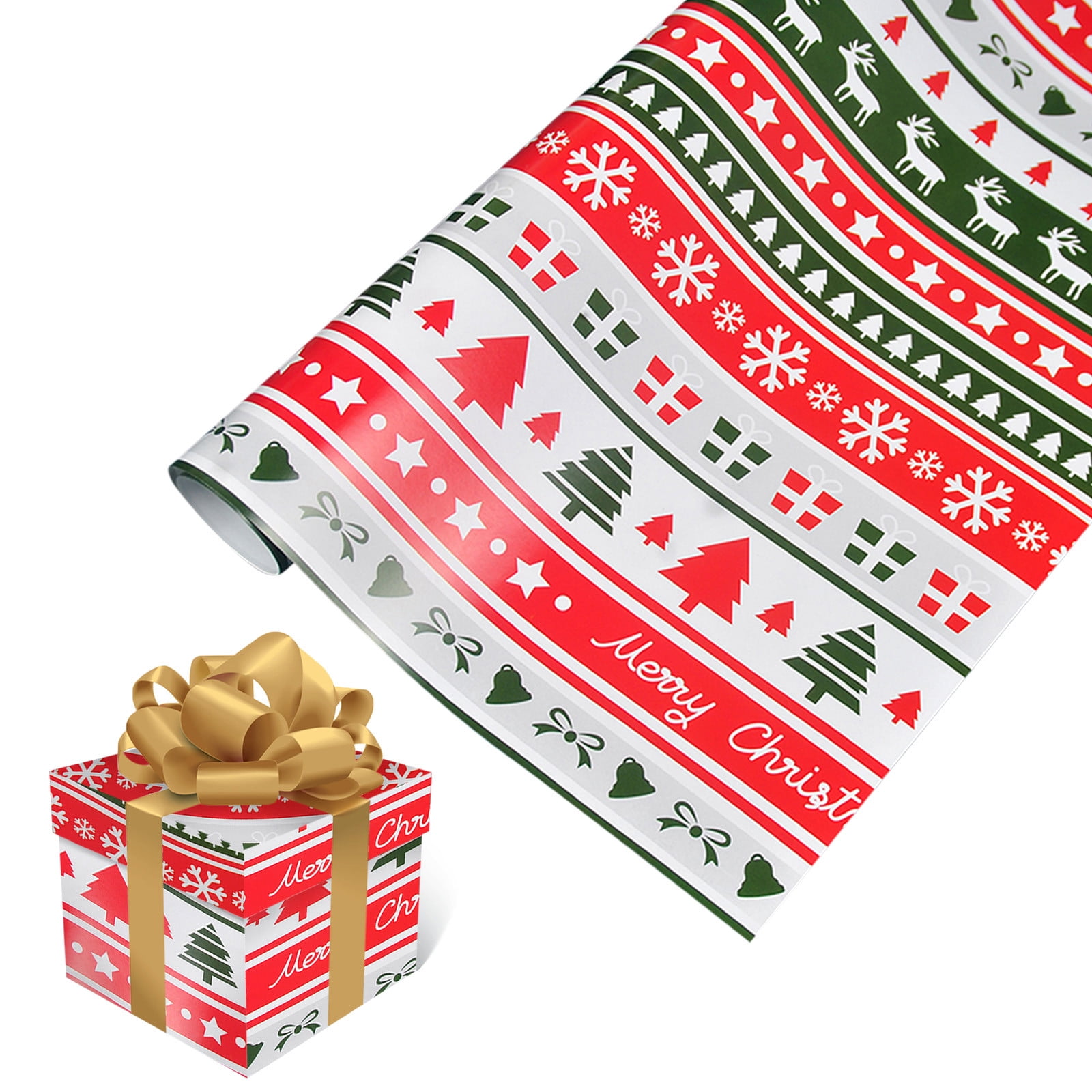  ISUKA Christmas Gift Wrapping Paper Set (24 Sheets in 6 Rolls:  90 Sqft Total) with 4 Ribbons. Christmas Song, Candy Holiday, Christmas  Eve, Bethlehem Evergreen, Reindeer Forest, Christmas Chest : Health &  Household