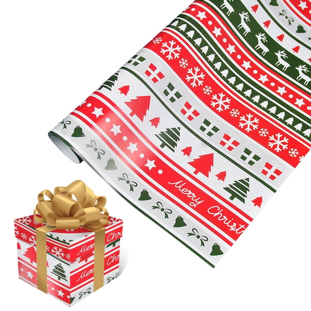 Large Sheet Christmas Wrap Paper with Classic Santa Patterns for Festive DIY Projects