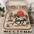thumbnail image 2 of Homewish Teens Western Farmhouse Horse Twin Sheet Sets 3pcs,Exotic Style Twin Fitted Sheet Microfiber,Retro Vintage Breathable Flat Sheet,Breathable Home Decor, 2 of 7