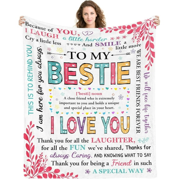 Bestie Gift for Women, Bestie Birthday Gifts for Women, Bestie Blanket, Best Friend Birthday Gifts for Women, Bestie Gifts, Birthday Gift for Best Friend Woman (50 * 60inch)