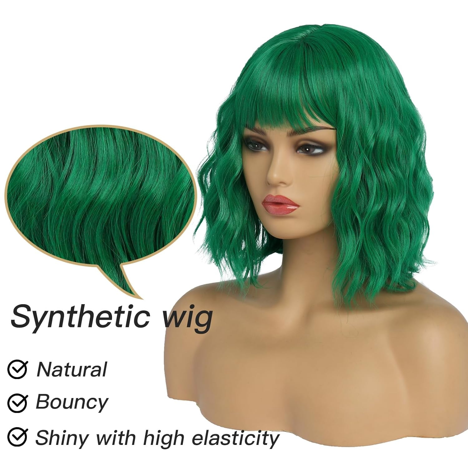 DOPI Short White Silver Wigs for Women Ombre Grey Wavy Bob Wig with Bangs Medium Length Synthetic Hair Water Wave Dark Roots Wig Gray Colorful Wigs（12 Inches）
