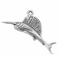 thumbnail image 1 of Sterling Silver 18" Unisex 1.5mm Box Chain 3D Sailfish Marlin Swordfish Pendant Necklace, 1 of 2