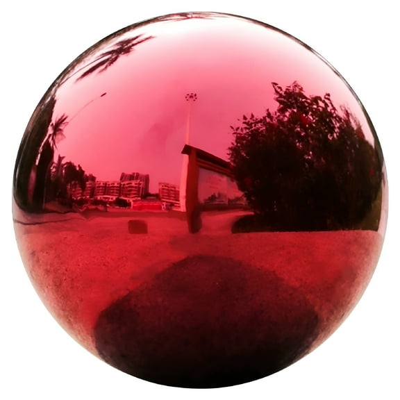 TELOLY Stainless Steel Gazing Ball Red Round for Outdoor Garden and Lawn 1Pack 13.5in