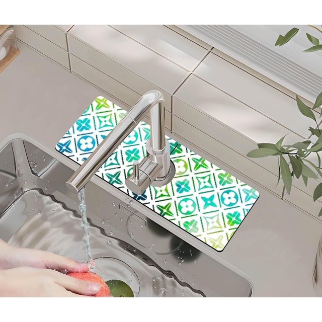 Kitchen Sink Splash Guard Faucet Mat -1 PC Super Absorbent Fast Drying Mat Sink Gadgets-Splash Guard Behind Faucet Drip Catcher for Kitchen, Bathroom,Sink Mat, Dish Drying Mat, Bathroom(15" X 5.5" )