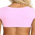 thumbnail image 4 of Women Sleeveless Vest Solid  Color Short Sleeve Crew Neck Slim Crop Top Pink M, 4 of 4