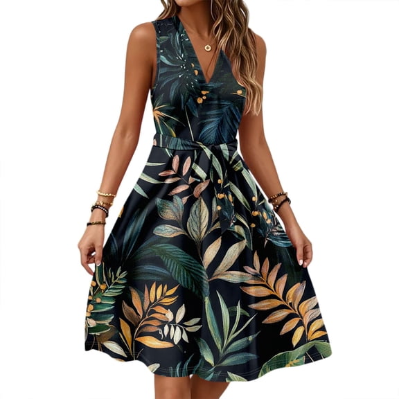 Graduation Dresses, Floral Wedding Guest Casual V Neck Sleeveless Tunic Tank Dress Cocktail Beach Summer Dresses Mens Socks Size 9-11 Linen Dress For Women Dress Work Dresses (M, Cyan) ZMTing