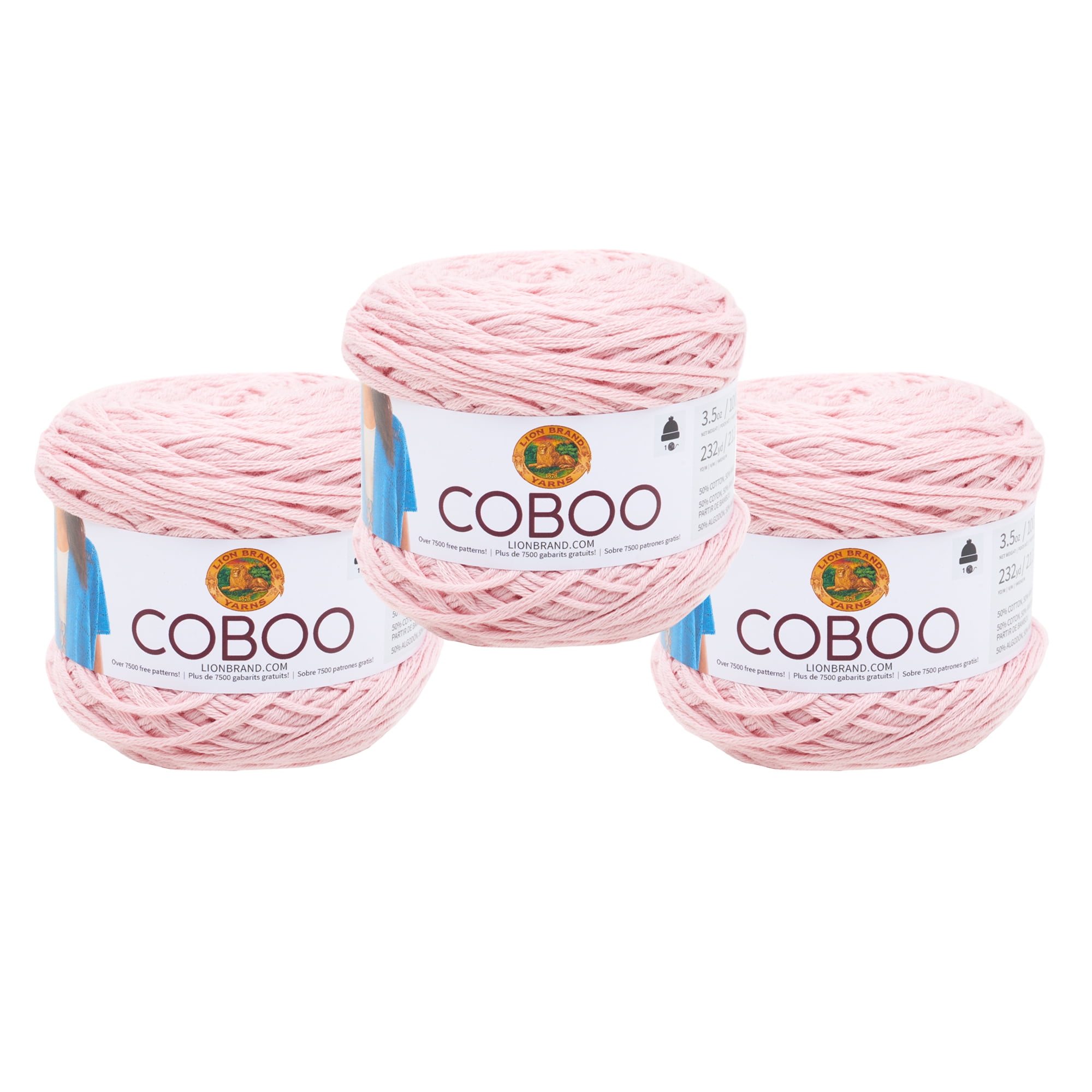 Lion Brand Yarn Coboo Pink Light Pink Yarn 3 Pack
