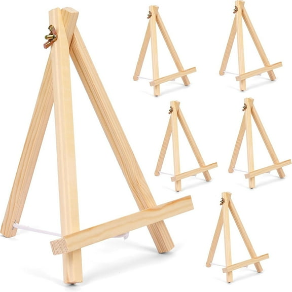 6 Pack 9 Inch Wood Easels for Painting Canvases Tabletop Painting Easels Art and Crafts Display Tripod for Artists Portable Canvas Photo Picture Sign Holder for Student