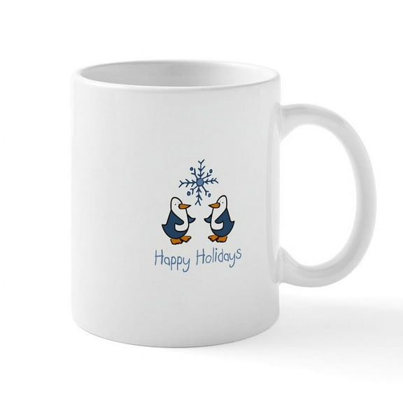 CafePress - Holiday Penguins Mugs - 11 oz Ceramic Mug - Novelty Coffee Tea Cup