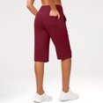 thumbnail image 4 of Dwellite Shorts for Women Knee Length with Pockets High Waisted Stretch Long Bermuda Shorts for Summer Dressy Casual Wine L, 4 of 8