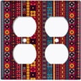 thumbnail image 3 of Metal Light Switch Plate Cover Ethnic Aztec Tribal Art Pattern Burgundy SFR061, 3 of 13