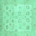 thumbnail image 1 of Ahgly Company Indoor Square Oriental Turquoise Blue Traditional Area Rugs, 7' Square, 1 of 4