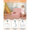 thumbnail image 4 of Kids Couch, 2-in-1 Convertible Teddy Fleece Fabric Toddler Sofa Chair, Soft Fold Out Couch Lounger for Kids, Comfy Children's Sofa Bed for Playroom, Nursery, Birthday Gift (Pink Crown), 4 of 7