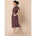 thumbnail image 3 of Indya Women's Maroon Foil Boota Belted A-Line Dress, 3 of 6